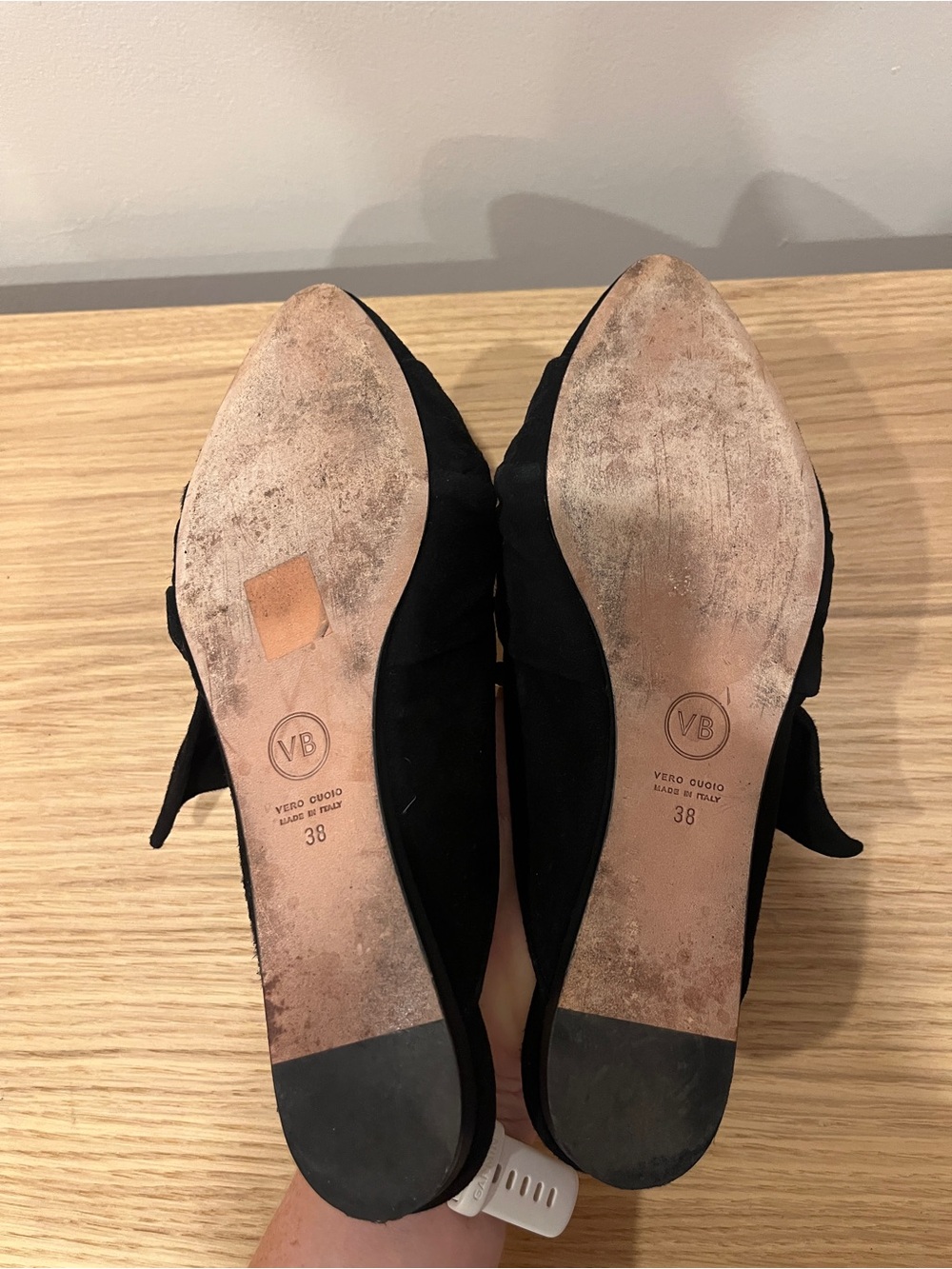 Veronica Beard Black Suede Knotted Pointed Mules - Picture 5 of 5